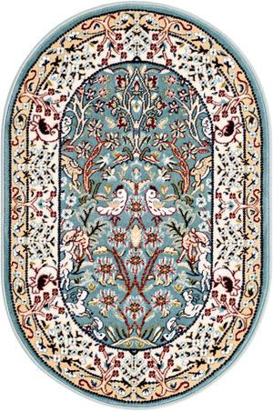 Blue 2' x 3' 1 Narenj Oval Area Rug 85% Polypropylene & 15% Polyester Traditional Classic Carpet for Living, Dining, Bedrooms, Office for Sale at Rug Engine