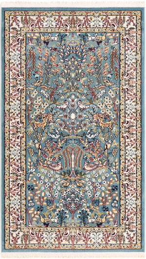 Blue 4' 1 x 6' 1 Narenj Rectangle Area Rug 85% Polypropylene & 15% Polyester Traditional Classic Carpet for Living, Dining, Bedrooms, Office for Sale at Rug Engine