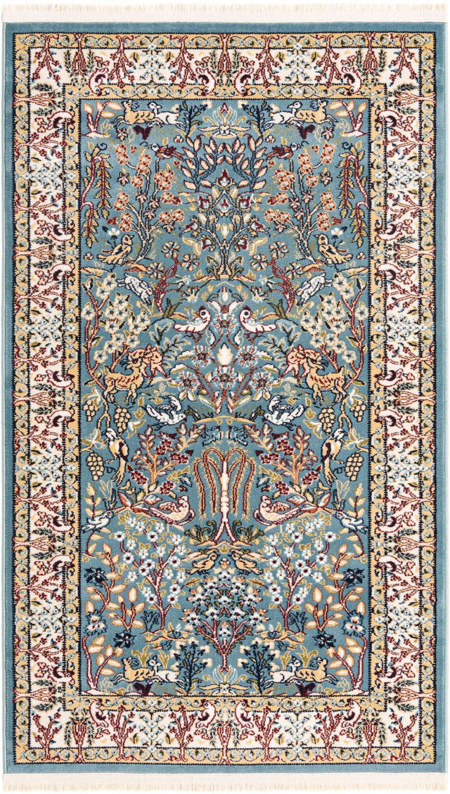 Blue 4' 1 x 6' 1 Narenj Rectangle Area Rug 85% Polypropylene & 15% Polyester Traditional Classic Carpet for Living, Dining, Bedrooms, Office for Sale at Rug Engine