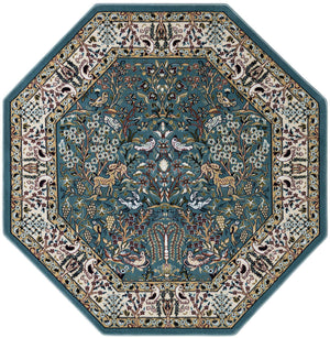 Blue 6' 1 x 6' 1 Narenj Octagon Area Rug 85% Polypropylene & 15% Polyester Traditional Classic Carpet for Living, Dining, Bedrooms, Office for Sale at Rug Engine