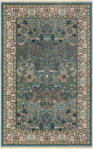 Blue 6' 1 x 9' Narenj Rectangle Area Rug 85% Polypropylene & 15% Polyester Traditional Classic Carpet for Living, Dining, Bedrooms, Office for Sale at Rug Engine