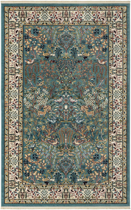 Blue 6' 1 x 9' Narenj Rectangle Area Rug 85% Polypropylene & 15% Polyester Traditional Classic Carpet for Living, Dining, Bedrooms, Office for Sale at Rug Engine