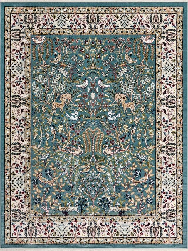 Blue 7' 1 x 10' Narenj Rectangle Area Rug 85% Polypropylene & 15% Polyester Traditional Classic Carpet for Living, Dining, Bedrooms, Office for Sale at Rug Engine