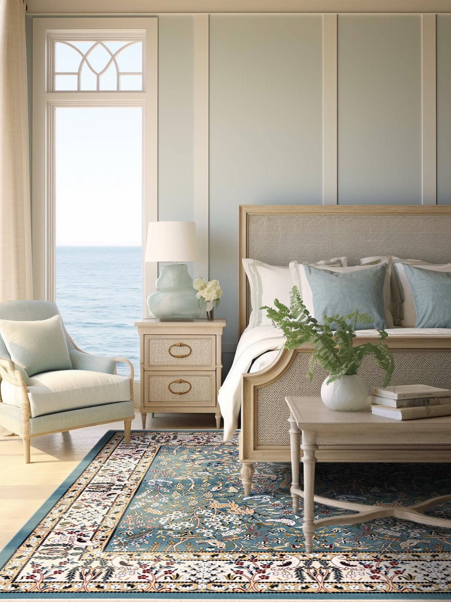 Blue 10' x 10' Narenj Square Area Rug 85% Polypropylene & 15% Polyester Traditional Classic Carpet for Living, Dining, Bedrooms, Office for Sale at Rug Engine