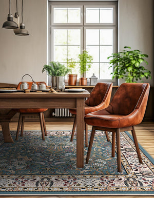 Blue 6' 1 x 6' 1 Narenj Square Area Rug 85% Polypropylene & 15% Polyester Traditional Classic Carpet for Living, Dining, Bedrooms, Office for Sale at Rug Engine