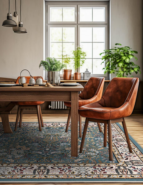 Blue 6' 1 x 6' 1 Narenj Square Area Rug 85% Polypropylene & 15% Polyester Traditional Classic Carpet for Living, Dining, Bedrooms, Office for Sale at Rug Engine