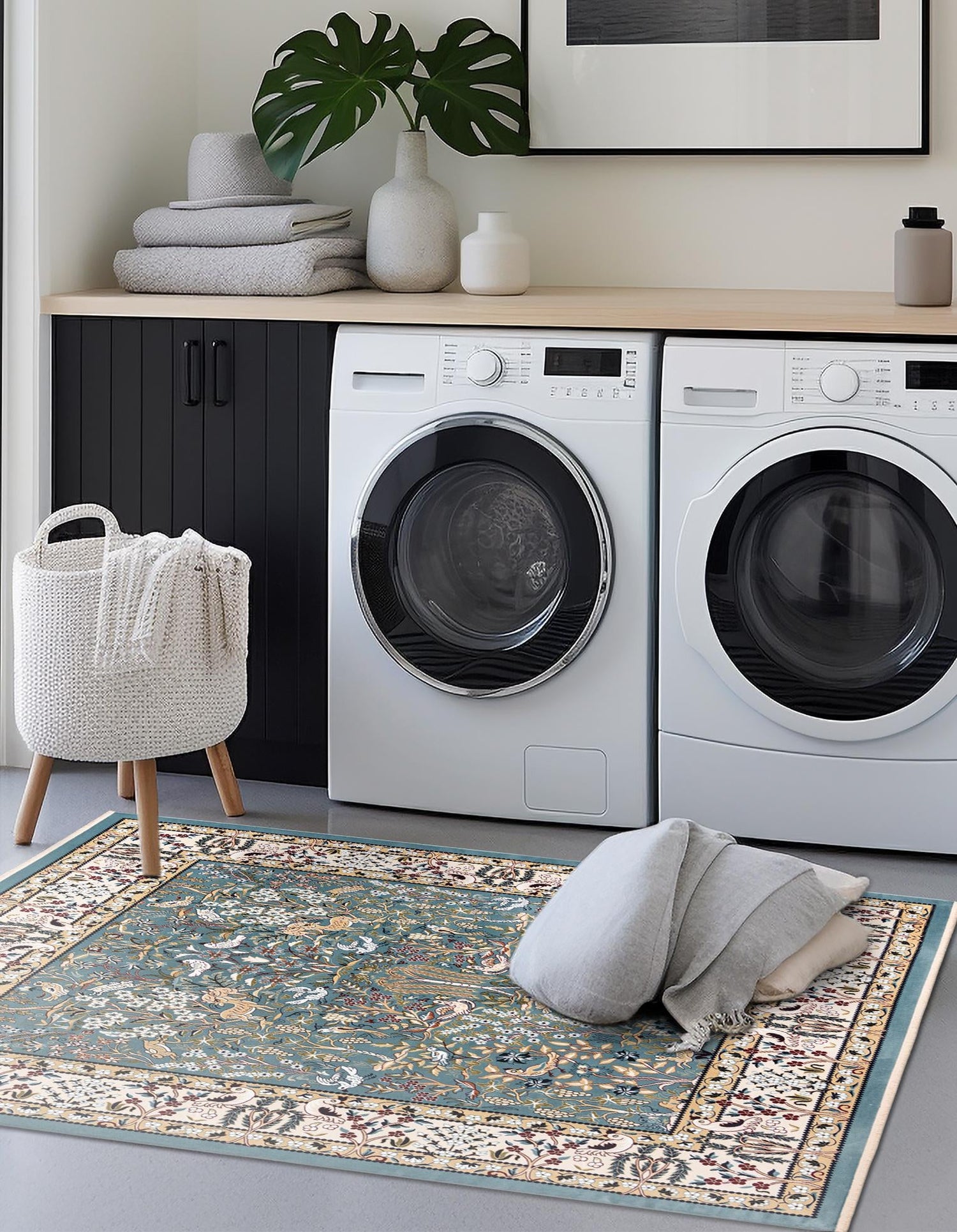 Blue 10' x 10' Narenj Square Area Rug 85% Polypropylene & 15% Polyester Traditional Classic Carpet for Living, Dining, Bedrooms, Office for Sale at Rug Engine