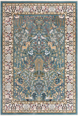 Blue 7' 10 x 11' Narenj Rectangle Area Rug 85% Polypropylene & 15% Polyester Traditional Classic Carpet for Living, Dining, Bedrooms, Office for Sale at Rug Engine