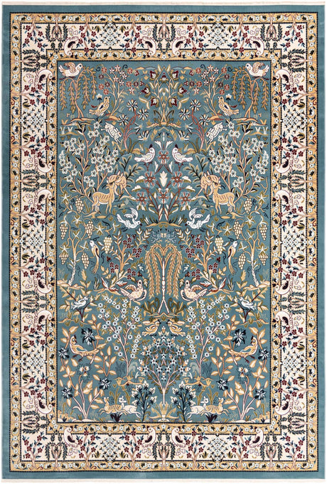 Blue 7' 10 x 11' Narenj Rectangle Area Rug 85% Polypropylene & 15% Polyester Traditional Classic Carpet for Living, Dining, Bedrooms, Office for Sale at Rug Engine