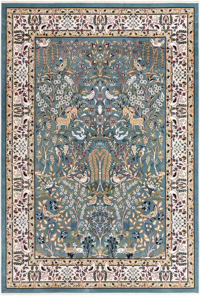 Blue 7' 10 x 11' Narenj Rectangle Area Rug 85% Polypropylene & 15% Polyester Traditional Classic Carpet for Living, Dining, Bedrooms, Office for Sale at Rug Engine