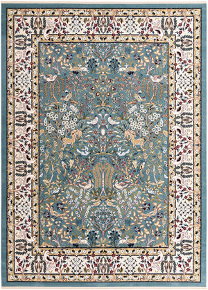 Blue 9' x 12' Narenj Rectangle Area Rug 85% Polypropylene & 15% Polyester Traditional Classic Carpet for Living, Dining, Bedrooms, Office for Sale at Rug Engine