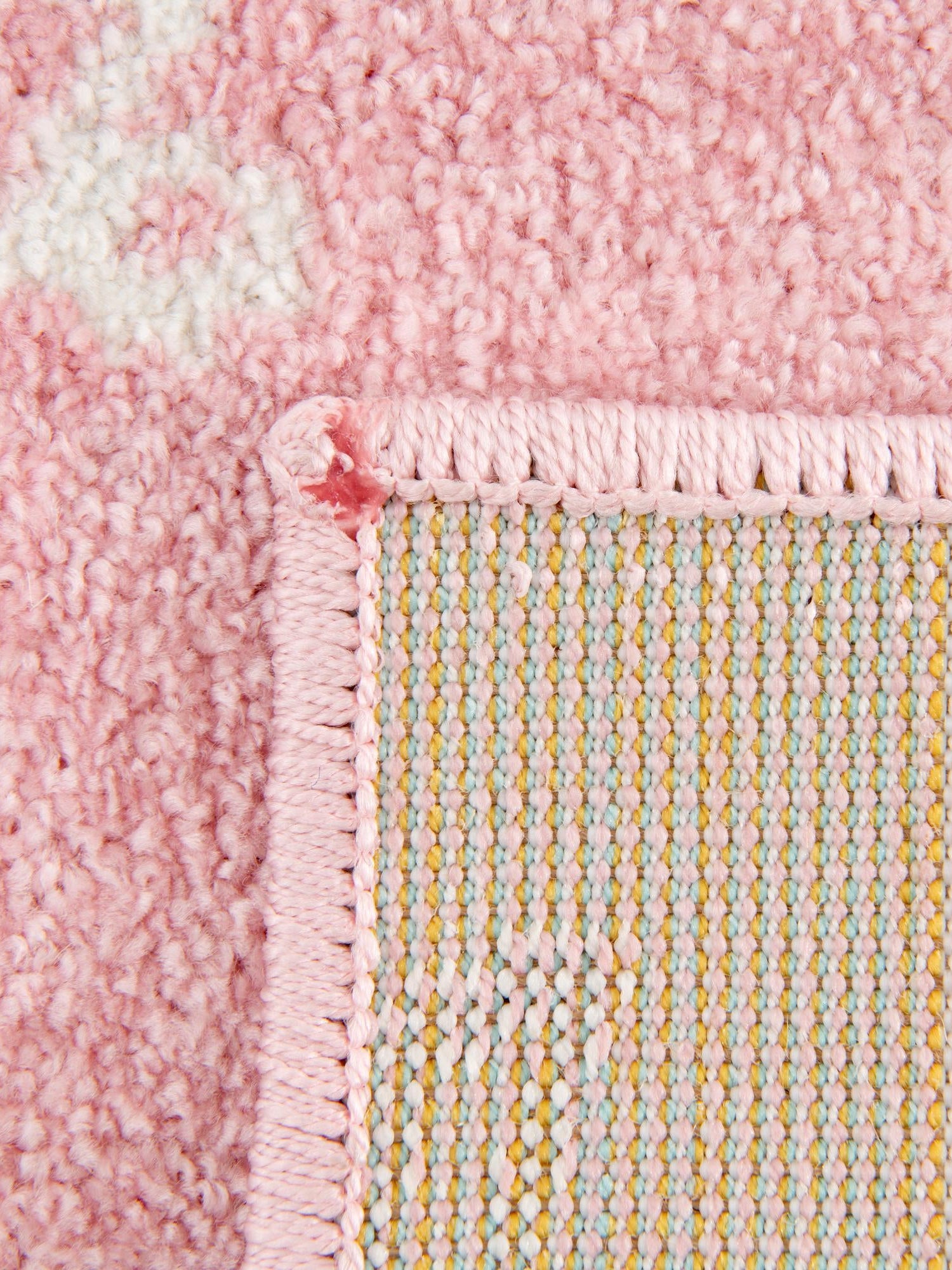 Pink 3' 11 x 5' 11 Whimsy Kids Rectangle Area Rug for Baby Nursery, Toddler Playroom, Bedrooms