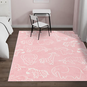 Pink 5' 3 x 8' Whimsy Kids Rectangle Rug