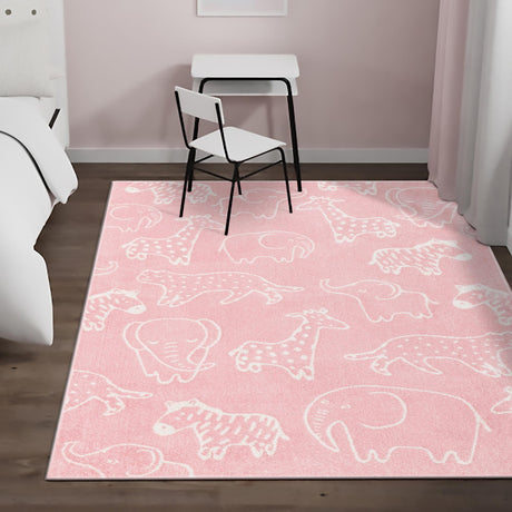 Pink 5' 3 x 8' Whimsy Kids Rectangle Area Rug for Baby Nursery, Toddler Playroom,  Bedrooms Playful Fun Design Easy Clean Carpet for Sale at Rug Engine