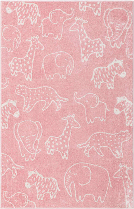 Pink 5' 3 x 8' Whimsy Kids Rectangle Rug