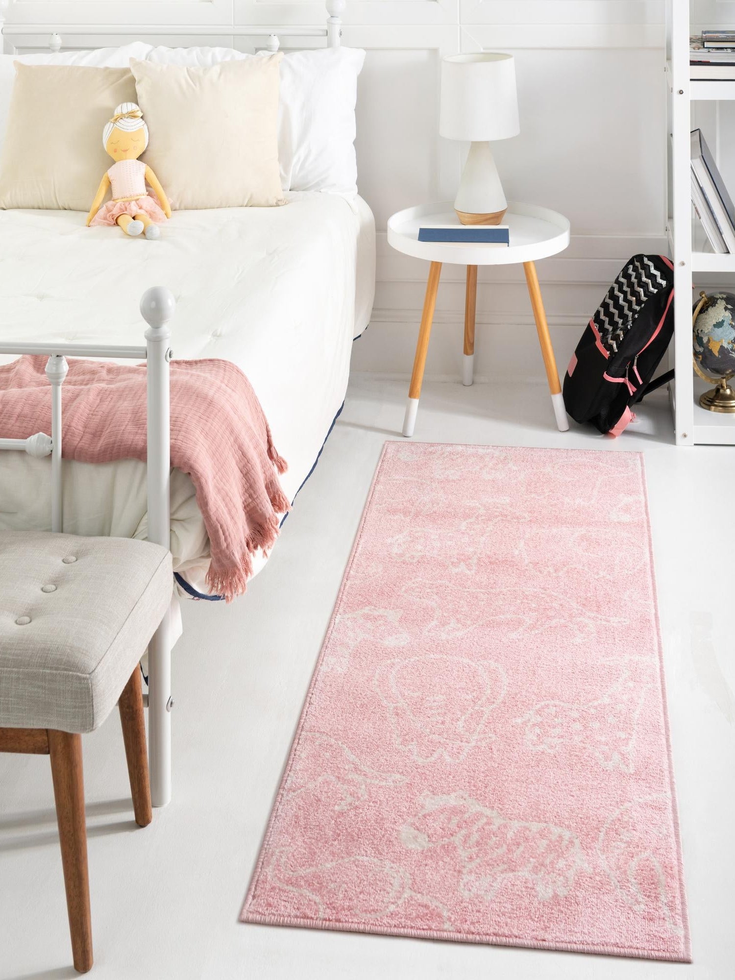 Pink 2' 2 x 6' Whimsy Kids Runner Area Rug for Baby Nursery, Toddler Playroom, Bedrooms