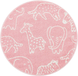 Pink 3' 3 x 3' 3 Whimsy Kids Round Rug