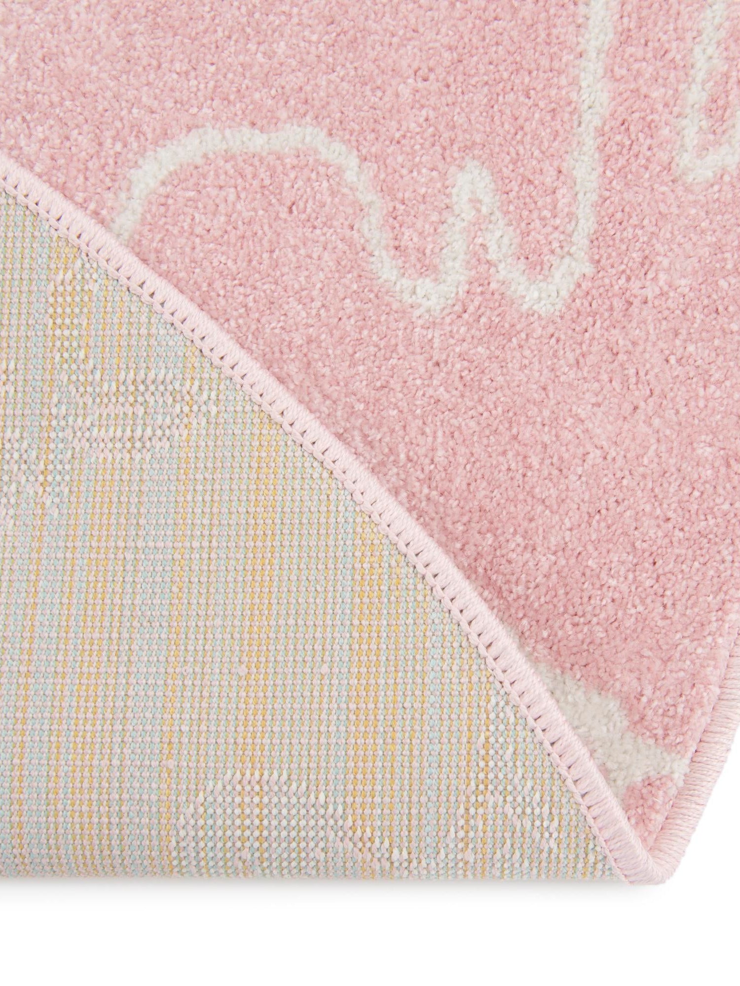 Pink 7' 10 x 7' 10 Whimsy Kids Round Area Rug for Baby Nursery, Toddler Playroom, Bedrooms
