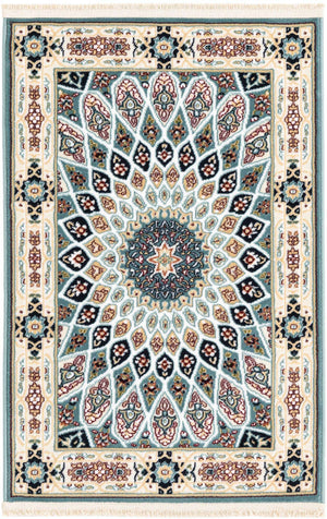 Blue 2' x 3' 1 Narenj Rectangle Area Rug 85% Polypropylene & 15% Polyester Traditional Classic Carpet for Living, Dining, Bedrooms, Office for Sale at Rug Engine