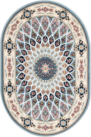Blue 2' x 3' 1 Narenj Oval Area Rug 85% Polypropylene & 15% Polyester Traditional Classic Carpet for Living, Dining, Bedrooms, Office for Sale at Rug Engine