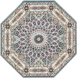 Blue 3' 1 x 3' 1 Narenj Octagon Area Rug 85% Polypropylene & 15% Polyester Traditional Classic Carpet for Living, Dining, Bedrooms, Office for Sale at Rug Engine