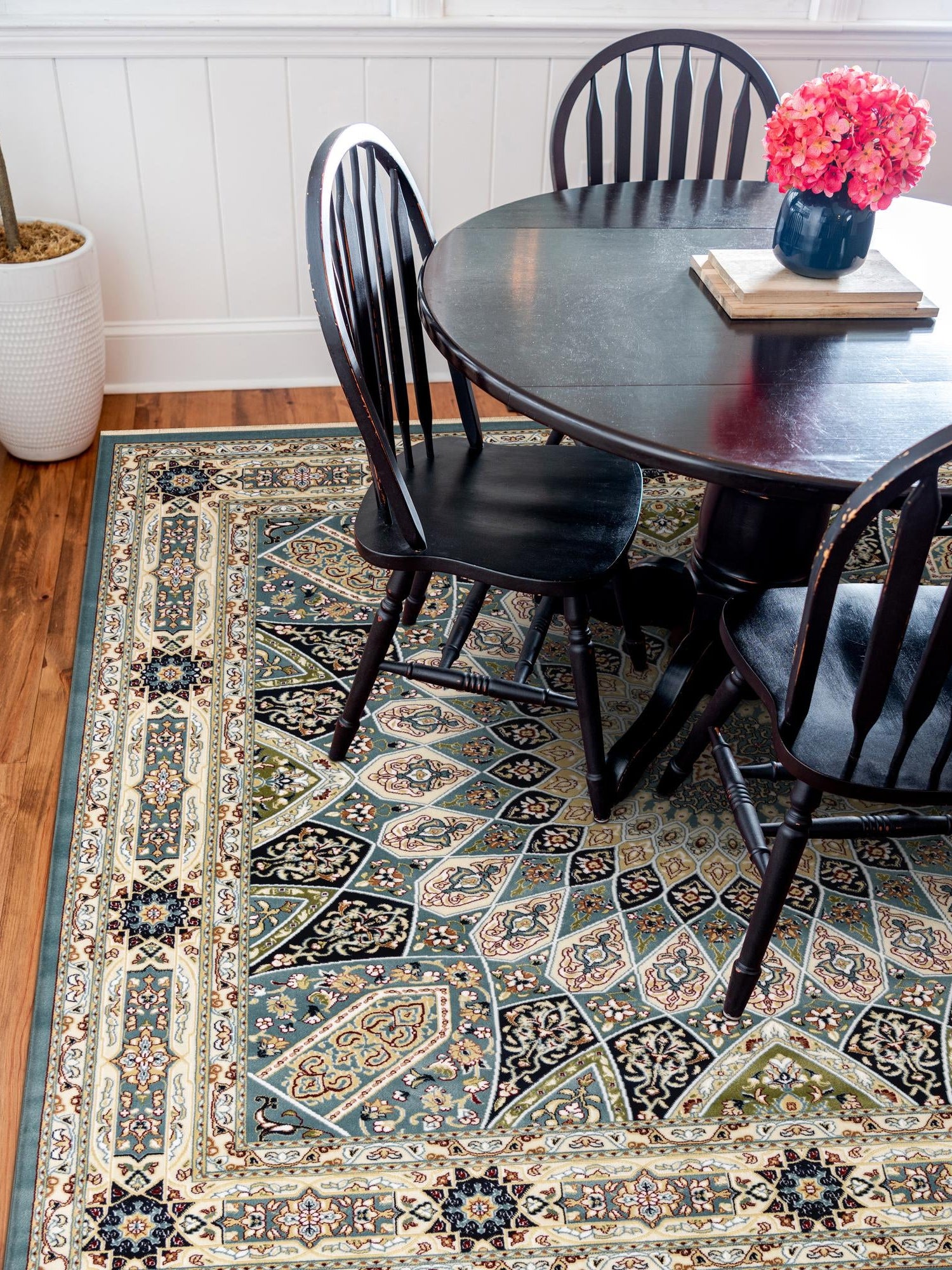 Blue 6' 1 x 6' 1 Narenj Square Area Rug 85% Polypropylene & 15% Polyester Traditional Classic Carpet for Living, Dining, Bedrooms, Office for Sale at Rug Engine