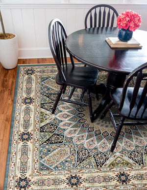 Blue 6' 1 x 6' 1 Narenj Square Area Rug 85% Polypropylene & 15% Polyester Traditional Classic Carpet for Living, Dining, Bedrooms, Office for Sale at Rug Engine