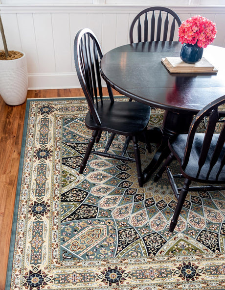 Blue 10' x 10' Narenj Square Area Rug 85% Polypropylene & 15% Polyester Traditional Classic Carpet for Living, Dining, Bedrooms, Office for Sale at Rug Engine