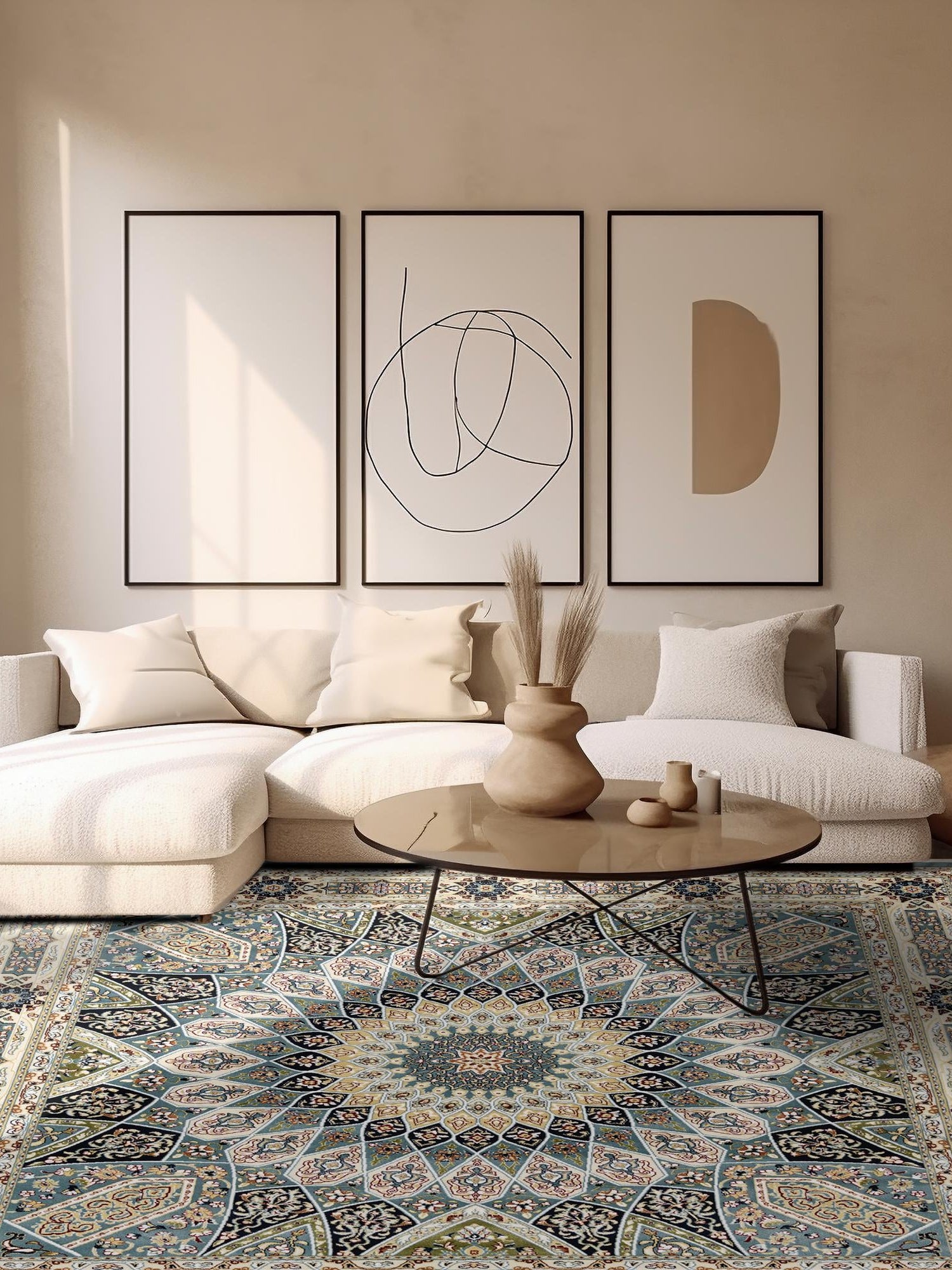 Blue 6' 1 x 6' 1 Narenj Square Area Rug 85% Polypropylene & 15% Polyester Traditional Classic Carpet for Living, Dining, Bedrooms, Office for Sale at Rug Engine