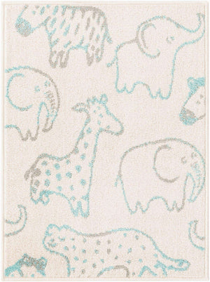 Ivory 2' 2 x 2' 11 Whimsy Kids Rectangle Area Rug for Baby Nursery, Toddler Playroom, Bedrooms