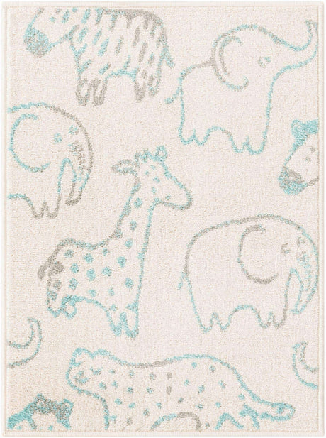Ivory 2' 2 x 2' 11 Whimsy Kids Rectangle Area Rug for Baby Nursery, Toddler Playroom, Bedrooms