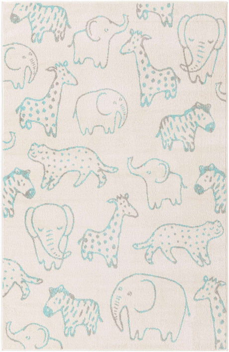 Ivory 5' 3 x 8' Whimsy Kids Rectangle Rug