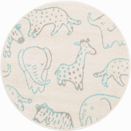 Ivory 3' 3 x 3' 3 Whimsy Kids Round Rug