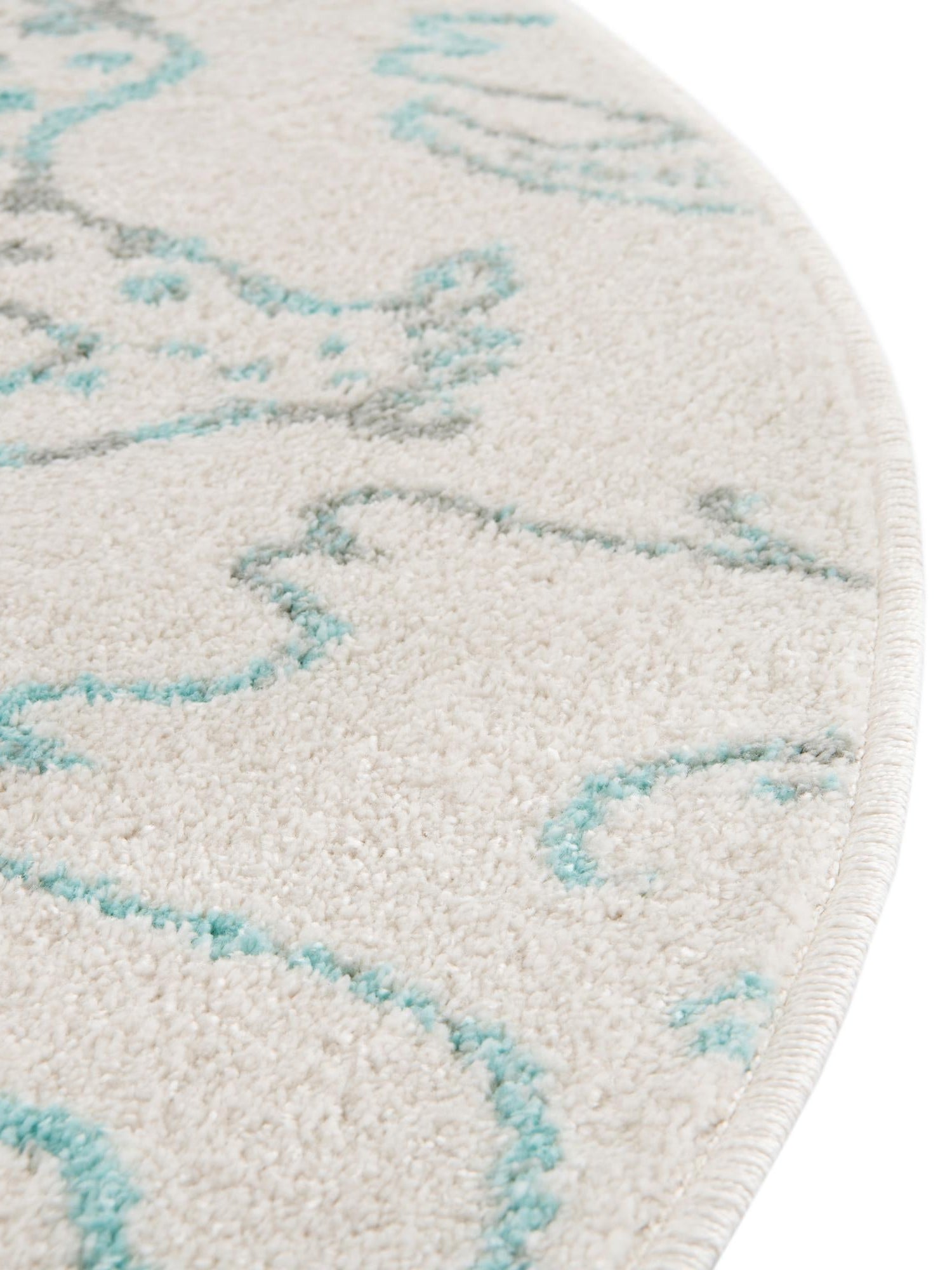 Ivory 7' 10 x 7' 10 Whimsy Kids Round Area Rug for Baby Nursery, Toddler Playroom, Bedrooms