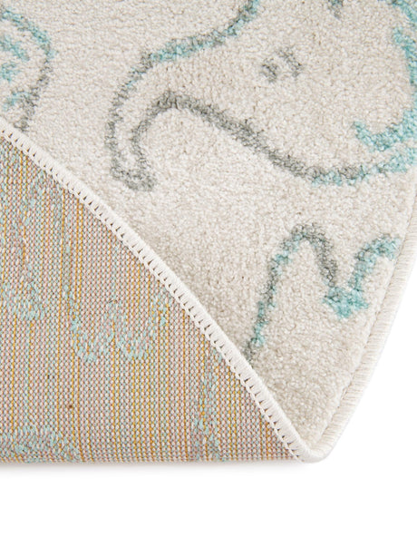 Ivory 5' 3 x 5' 3 Whimsy Kids Round Area Rug for Baby Nursery, Toddler Playroom,  Bedrooms Playful Fun Design Easy Clean Carpet for Sale at Rug Engine