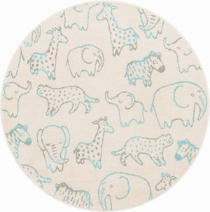 Ivory 5' 3 x 5' 3 Whimsy Kids Round Rug