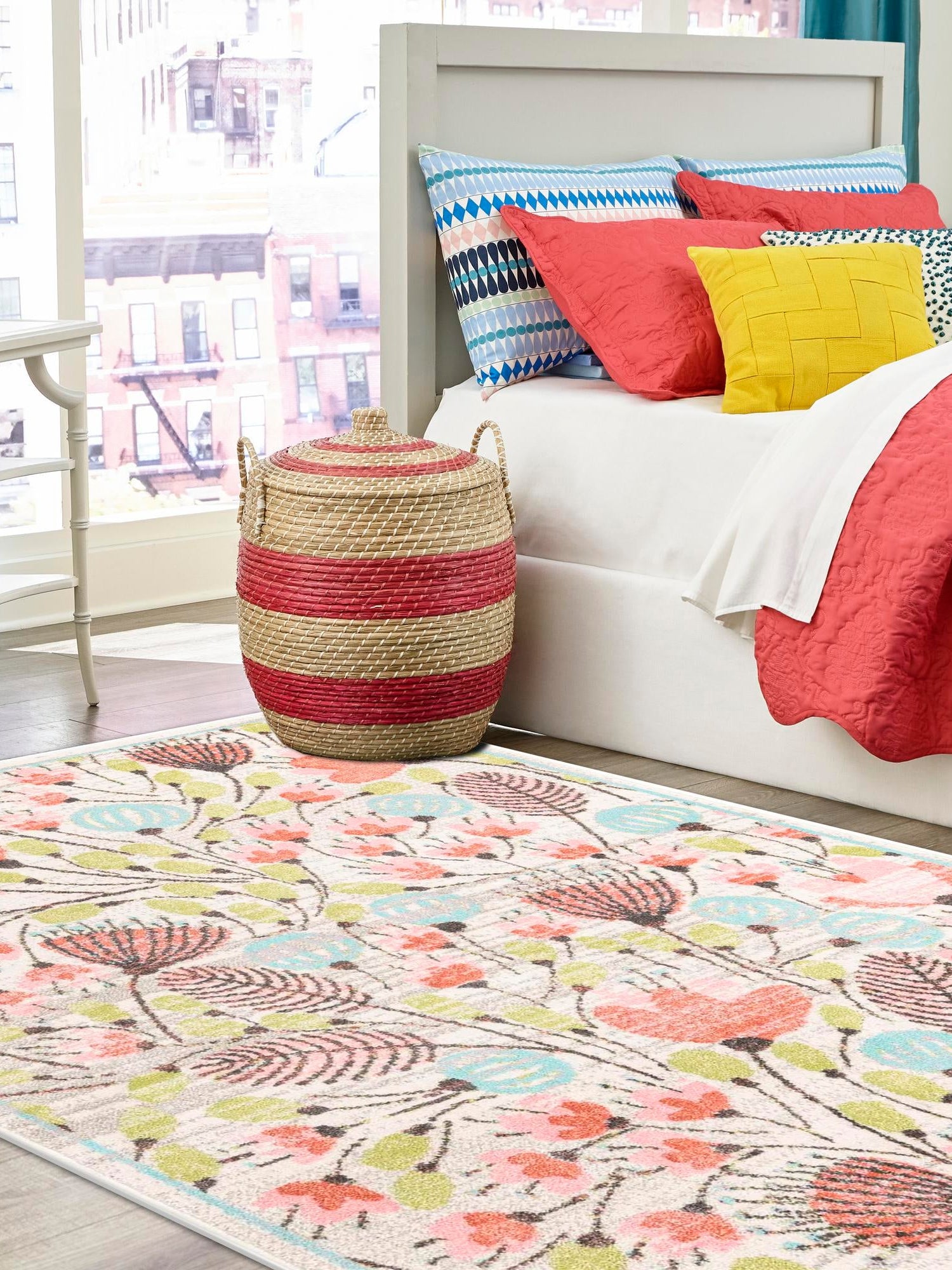 Ivory 3' 11 x 5' 11 Whimsy Kids Rectangle Area Rug for Baby Nursery, Toddler Playroom, Bedrooms