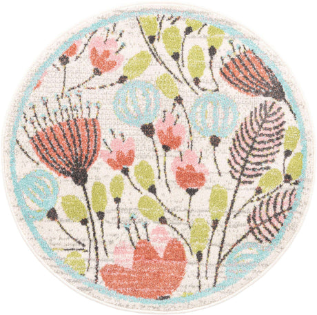 Ivory 3' 3 x 3' 3 Whimsy Kids Round Rug