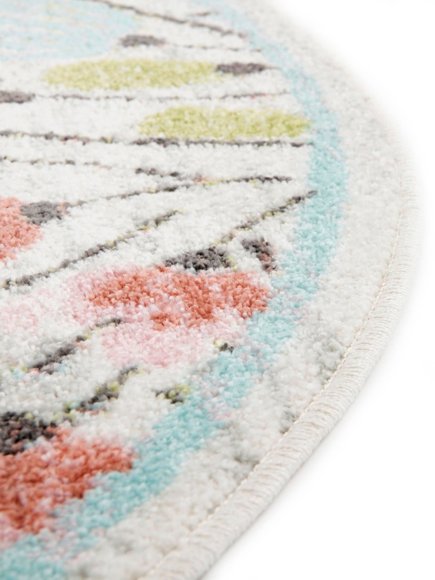 Ivory 5' 3 x 5' 3 Whimsy Kids Round Area Rug for Baby Nursery, Toddler Playroom,  Bedrooms Playful Fun Design Easy Clean Carpet for Sale at Rug Engine