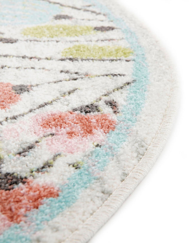 Ivory 5' 3 x 5' 3 Whimsy Kids Round Rug