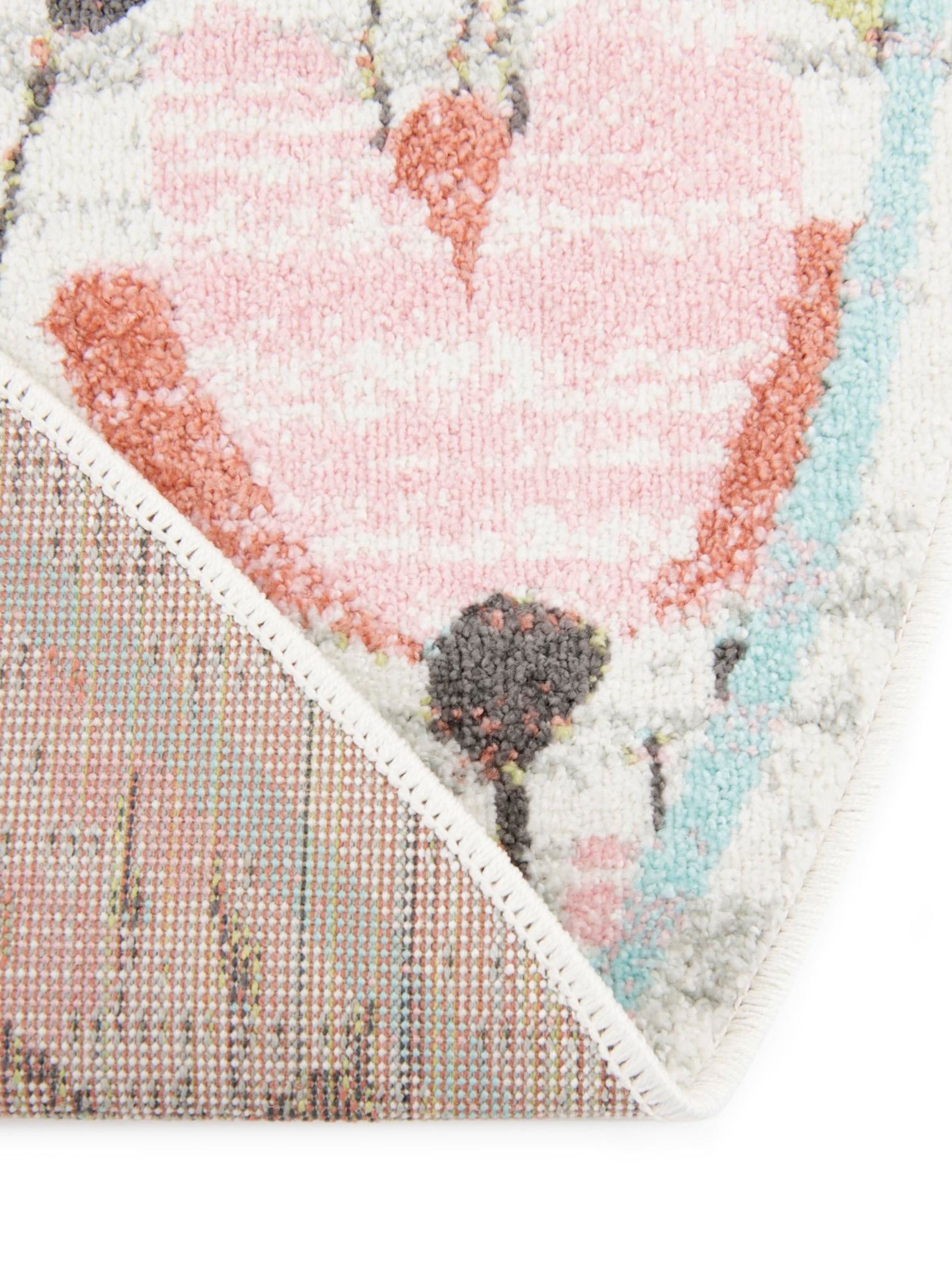 Ivory 7' 10 x 7' 10 Whimsy Kids Round Area Rug for Baby Nursery, Toddler Playroom, Bedrooms