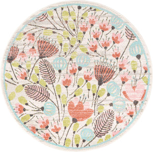 Ivory 5' 3 x 5' 3 Whimsy Kids Round Rug