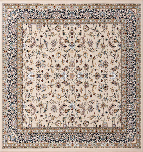 Ivory 10' x 10' Narenj Square Area Rug 85% Polypropylene & 15% Polyester Traditional Classic Carpet for Living, Dining, Bedrooms, Office for Sale at Rug Engine