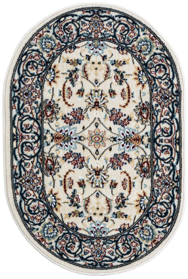 Ivory 2' x 3' 1 Narenj Oval Area Rug 85% Polypropylene & 15% Polyester Traditional Classic Carpet for Living, Dining, Bedrooms, Office for Sale at Rug Engine
