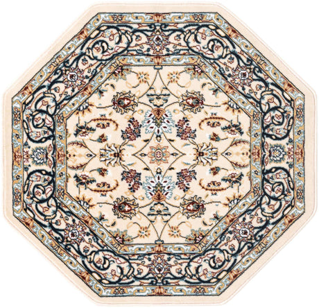 Ivory 3' 1 x 3' 1 Narenj Octagon Area Rug 85% Polypropylene & 15% Polyester Traditional Classic Carpet for Living, Dining, Bedrooms, Office for Sale at Rug Engine