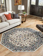 Ivory 4' 1 x 4' 1 Narenj Octagon Area Rug 85% Polypropylene & 15% Polyester Traditional Classic Carpet for Living, Dining, Bedrooms, Office for Sale at Rug Engine