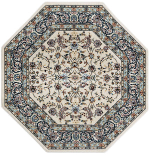 Ivory 4' 1 x 4' 1 Narenj Octagon Area Rug 85% Polypropylene & 15% Polyester Traditional Classic Carpet for Living, Dining, Bedrooms, Office for Sale at Rug Engine
