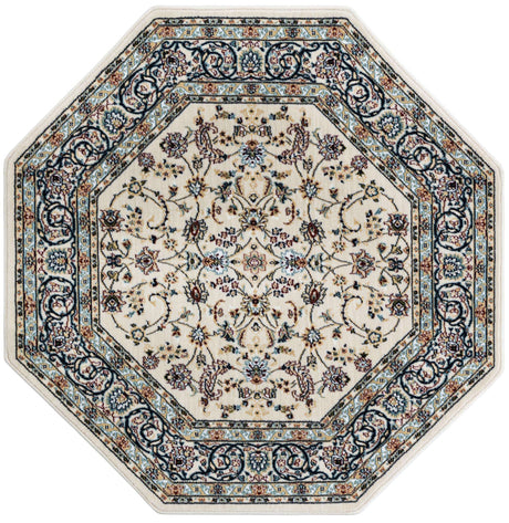 Ivory 4' 1 x 4' 1 Narenj Octagon Area Rug 85% Polypropylene & 15% Polyester Traditional Classic Carpet for Living, Dining, Bedrooms, Office for Sale at Rug Engine