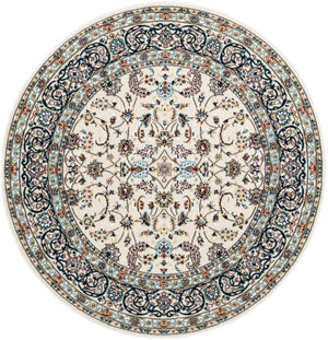 Ivory 4' 1 x 4' 1 Narenj Round Area Rug 85% Polypropylene & 15% Polyester Traditional Classic Carpet for Living, Dining, Bedrooms, Office for Sale at Rug Engine