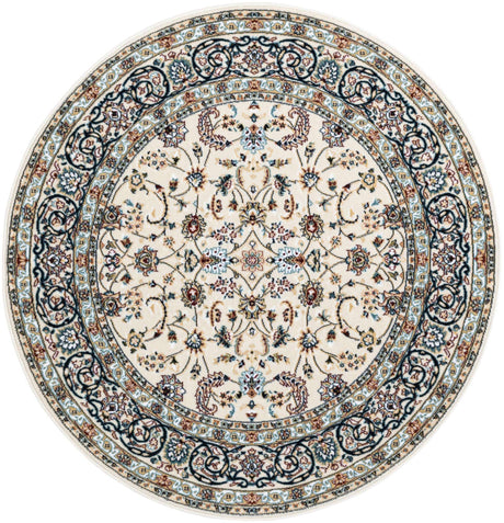 Ivory 4' 1 x 4' 1 Narenj Round Area Rug 85% Polypropylene & 15% Polyester Traditional Classic Carpet for Living, Dining, Bedrooms, Office for Sale at Rug Engine